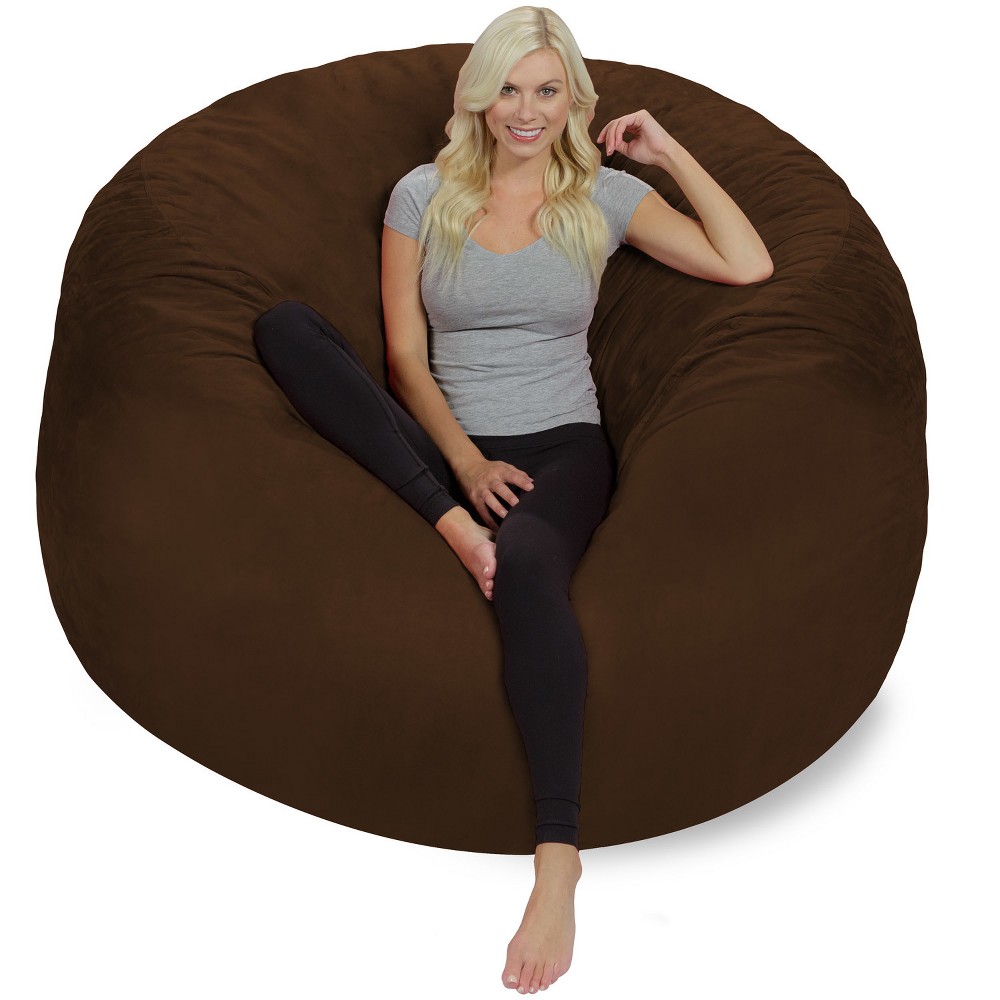 6' Huge Bean Bag Chair with Memory Foam Filling and Washable Cover Brown - Relax Sacks