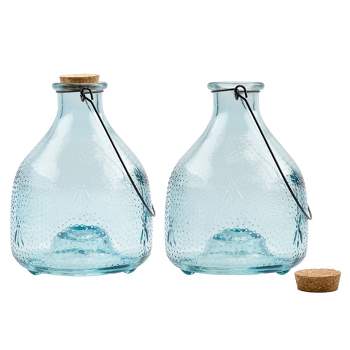 Esterno Blue Glass Wasp Traps, 2pk; Retro Decorative Wasp Catcher Bottles for Garden and Home Use