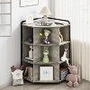 COZONY Corner Cabinet with 3-Tier Cube Storage Organizer, Triangle Bookcase with 9 Cubbies for Living Room, Bedroom, Playroom, Grey - 4 of 4