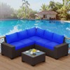 homfan Patio Furniture Sets 6 Pieces Outdoor All-Weather Sectional Patio Sofa Set Rattan Weaving Wicker Patio Conversation Couch Set with Glass Table - 2 of 4