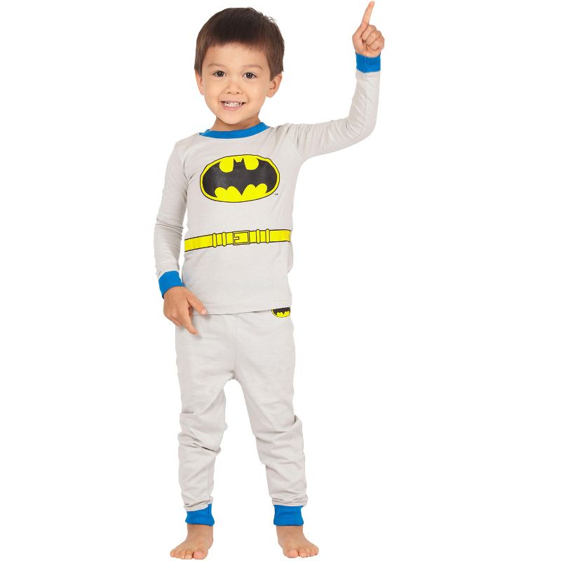 DC Comics Boys Batman Gray Costume Pajama Set, 2 of 4