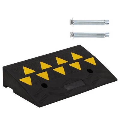 Heavy-Duty Rubber Driveway Curb Ramp, Threshold Ramp with Non-Slip Surface, 55,000 Lb Capacity, for Trucks, SUVs, Wheelchairs