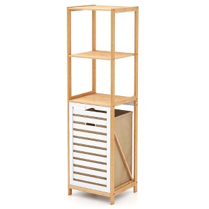 Costway Tilt-Out Laundry Hamper with 3-Tier Shelf Removable Liner Lightweight Design - 1 of 4