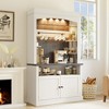 Coffee Bar Cabinet with LED Lights 72" Tall Buffet Cabinet with Storage Farmhouse Kitchen Sideboard Tall Coffee Hutch with Microwave Stand/Wine Rack - 2 of 4