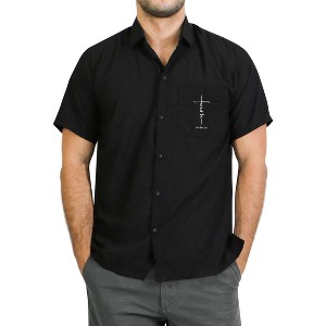 LA LEELA Men's Short Sleeve Button Down Casual Camp Beach Shirts Business Dress Shirts for Men Vacation Solid Shirts with Pocket - 1 of 4