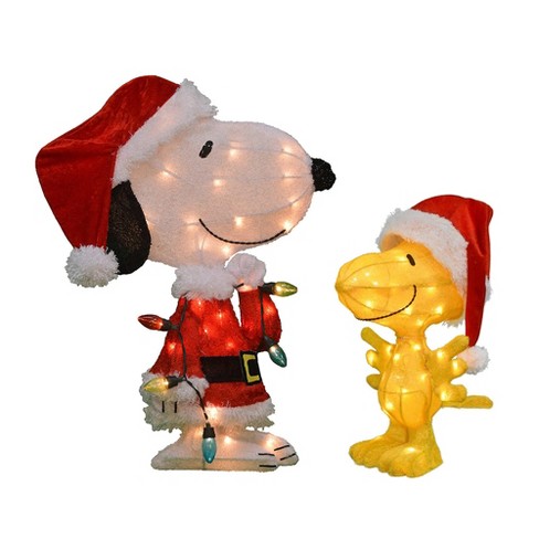 Clear Lights ProductWorks 18 Pre-Lit Peanuts Soft Tinsel Santa Claus Snoopy Christmas Yard Art Decoration 