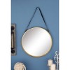 Metal Wall Mirror with Leather Strap Gold - Olivia & May: Round Decorative Iron Frame, No Assembly Required - 2 of 4
