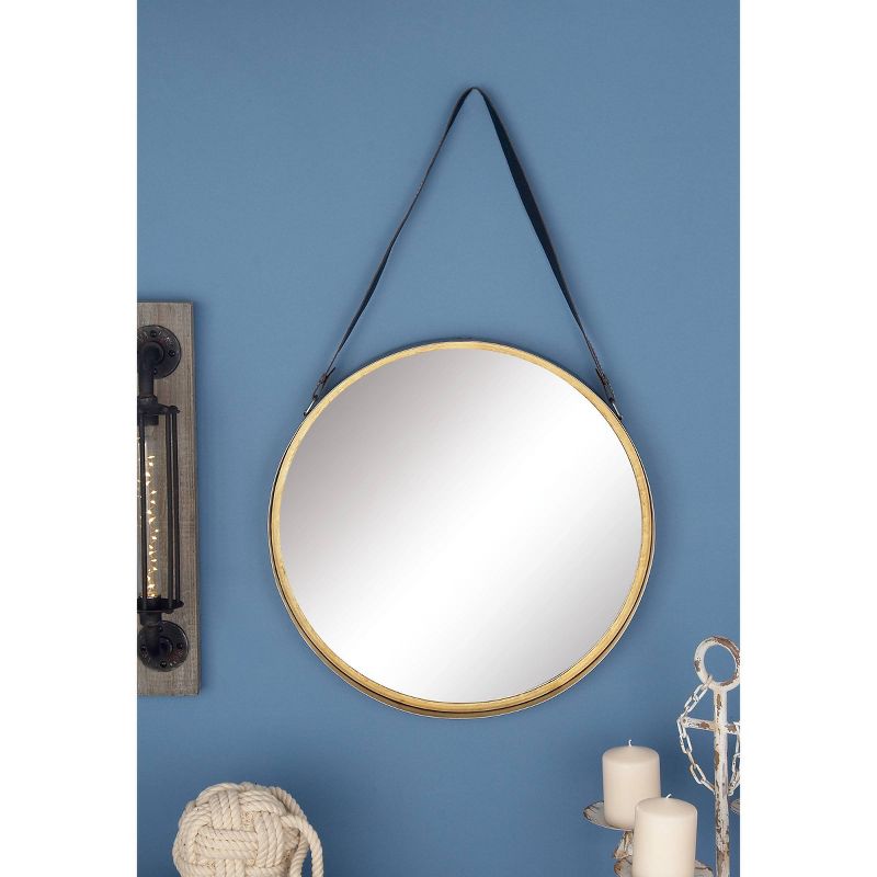 Metal Wall Mirror with Leather Strap Gold - Olivia &#38; May, 3 of 11