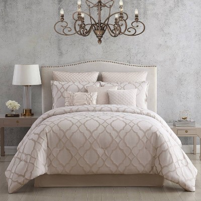 Queen 9pc Tinley Comforter Set White/Silver - Riverbrook Home