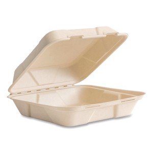 Nourish Molded Fiber Takeout Containers, Compostable, 9 x 9 x 3, White, Sugarcane, 200/Carton - 1 of 1