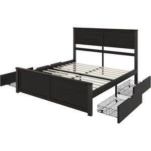 AMERLIFE Bed Frame with Headboard, Platform Beds with 4 Storage Drawers - 1 of 4