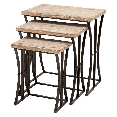 Wood (Set of 3) Nesting Tables Brown - Olivia & May