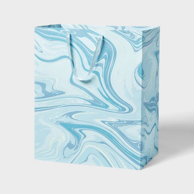 19.5"x16"x0.2" Marble Pattern Medium Blue XL Gift Bag - Spritz™