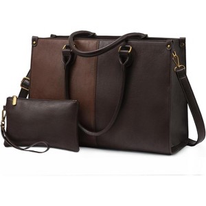 Laptop Tote Bag for Women, Large Capacity Vintage Leather Work Computer Bag - 1 of 4