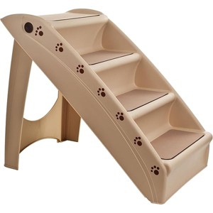Pet Stairs - Home and Vehicle Foldable Nonslip Dog Steps with 4-Step Design - For Puppies, Kittens, and Other Small Pets by PETMAKER (Tan) - 1 of 1