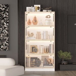 FUFU&GAGA 3-color Lights Four Compartment Glass Vertical Storage Display Cabinet - 1 of 4
