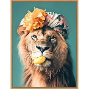 Amanti Art King of the Bathroom Lion by Niky Rahner Framed Canvas Wall Art - 1 of 4