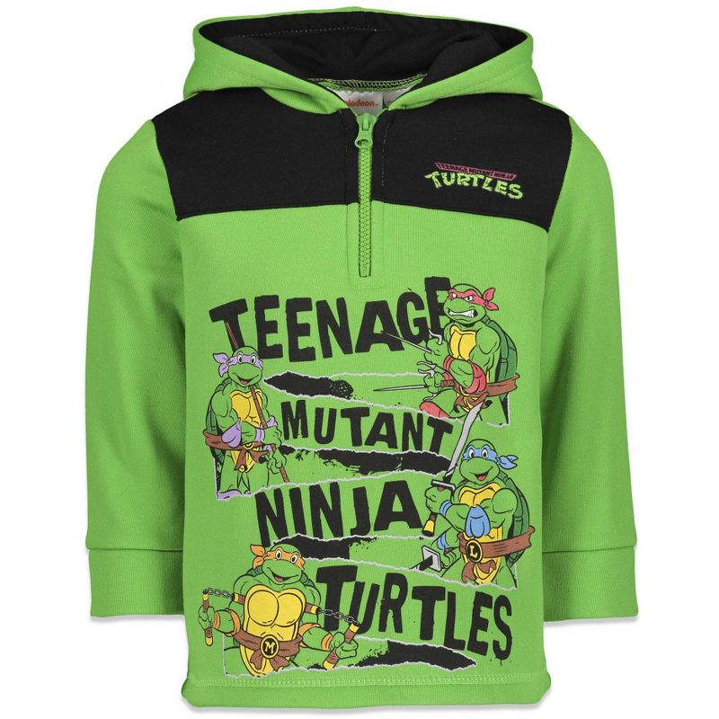 Teenage Mutant Ninja Turtles TMNT Ninja Turtles Little Boys Half-Zip Fleece Pullover Hoodie Green , 1 of 8