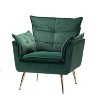 Jonat Contemporary Velvet Wooden Upholstered Armchair with Metal Legs for Bedroom and Living Room | ARTFUL LIVING DESIGN - 2 of 4