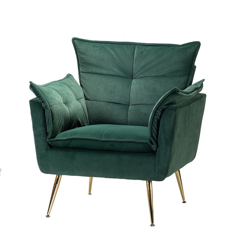Jonat Contemporary Velvet Wooden Upholstered Armchair with Metal Legs for Bedroom and Living Room | ARTFUL LIVING DESIGN, 2 of 11