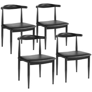 Yaheetech Set of 4 Modern Dining Chairs with Metal Legs, Black - 1 of 4