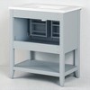 30" Bathroom Vanity with Ceramic Sink, Solid Pine Frame, Cabinet and Open Shelf, Modern Morandi Style - 4 of 4