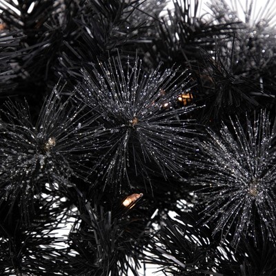 6' Black Pre-Lit LED Outdoor Christmas Garland with Warm White Lights