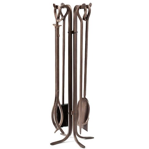 Plow & Hearth - All-in-one Firewood Wood Rack With Fireplace Tool Set,  Black : Target