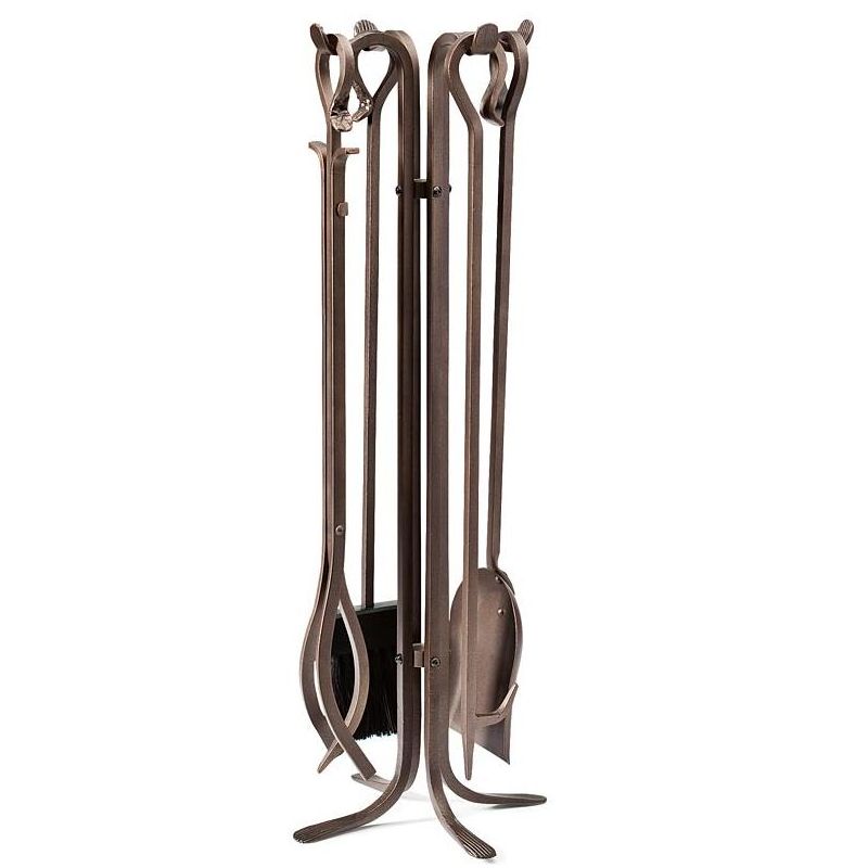 Plow & Hearth - Hand-Forged Iron Fireplace Tools & Stand Set, 2 of 5