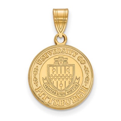 Black Bow Jewelry 14k Yellow Gold Plated Sterling Silver Pittsburgh Panthers NCAA Medium Pendant