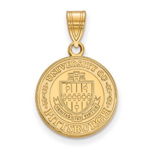 Black Bow Jewelry 14k Yellow Gold Plated Sterling Silver Pittsburgh Panthers NCAA Medium Pendant - 1 of 3