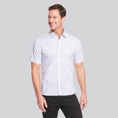 Van Heusen Men's Printed Classic Fit Short Sleeve Button-Down Shirt - Gray S
