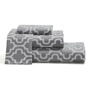 Flannel Cotton Trellis or Solid Deep Pocket Bed Sheet Set by Blue Nile Mills - 1 of 4