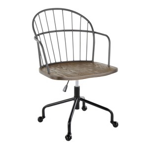 TiramisuBest Adjustable Black Metal & Dark Walnut Wood Farmhouse Office Chair, 360¡ã Swivel, Indoor Use - 1 of 4