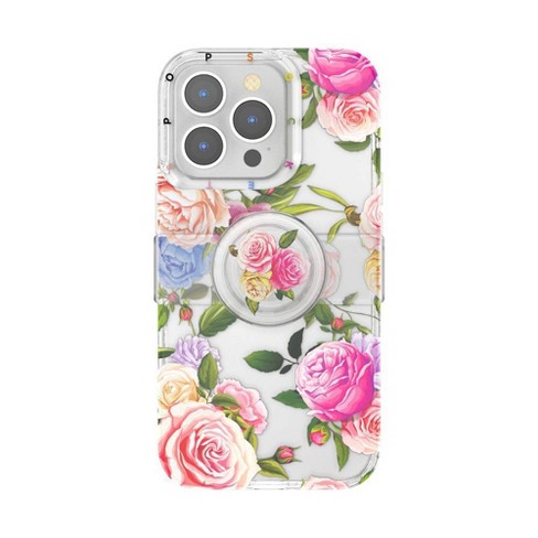 Floral Clear Case and Phone Grip Ring Holder for iPhone or 