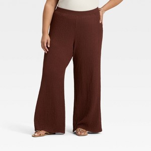 Women's Mid-Rise Regular Fit Textured Pull-On Pants - A New Day™ - 1 of 3