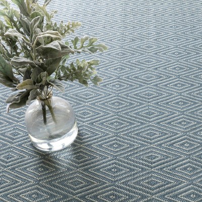 Diamond Slate and Light Blue 6' x 9' Flat Woven Reversible Rug