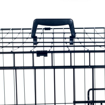 Large Black Double Door Folding Metal Dog Crate