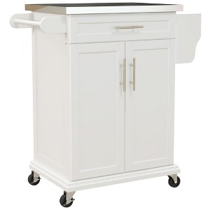 HOMCOM Rolling Kitchen Island Utility Trolley, Storage Cart on Wheels With Drawer - 1 of 4