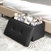 Costway Folding Storage Ottoman Upholstered Rectangle Footstool PVC Leather 22.5 Gallon Black/Brown/White - image 2 of 4