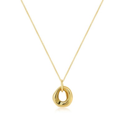 Molenia 14K Gold Plated Circle Necklace, 925 Sterling Silver Irregular Circle Pendant Infinity Necklace Chain Jewelry Gifts for Her Women