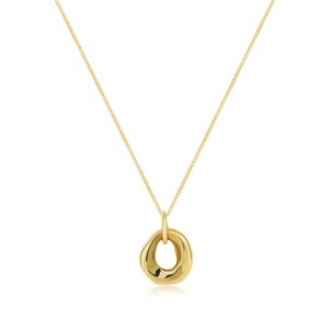 Molenia 14K Gold Plated Circle Necklace, 925 Sterling Silver Irregular Circle Pendant Infinity Necklace Chain Jewelry Gifts for Her Women - 1 of 4