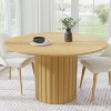 PexFix 52" Wood Round Dining Table Kitchen Table for 4-6 with Arc-Shaped Edge Top & Textured Pedestal for Living/Dining Room Coffee Office Natural - 2 of 4