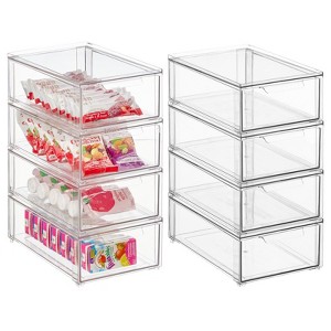 mDesign Plastic Stackable Kitchen Pantry Storage Organizer with Drawer - 1 of 4