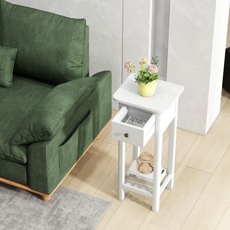 Costway 2 Tier End Bedside Sofa Side Table with Drawer Shelf Acacia Wood Nightstand, 4 of 11