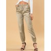 INSPIRE CHIC Women's Drawstring Elastic Waist Ankle Length Satin Joggers Pants with Pocket - 2 of 4