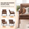 26" Wide Upholstered Mid-Century Modern Accent Chair with Rubber Wood Frame and Armrests for Living Room or Bedroom -3irtyhousy - 3 of 4