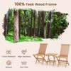 Tangkula Wooden Folding Slatted Set with 2 Dining Chairs Square Table Natural Indonesia Teak Wood Patio Chairs Table Set - 4 of 4