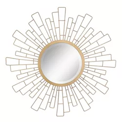 23.5" x 23.5" Metal Geometric Sunburst Decorative Wall Mirror Gold - Stonebriar Collection