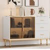Sideboard Cabinet with Storage, Buffet Table with Faux Marble Top and Glass Doors for Dining Room - 2 of 4